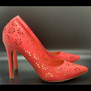 NEW LC Lauren Conrad Heels in Coral/Pink 7